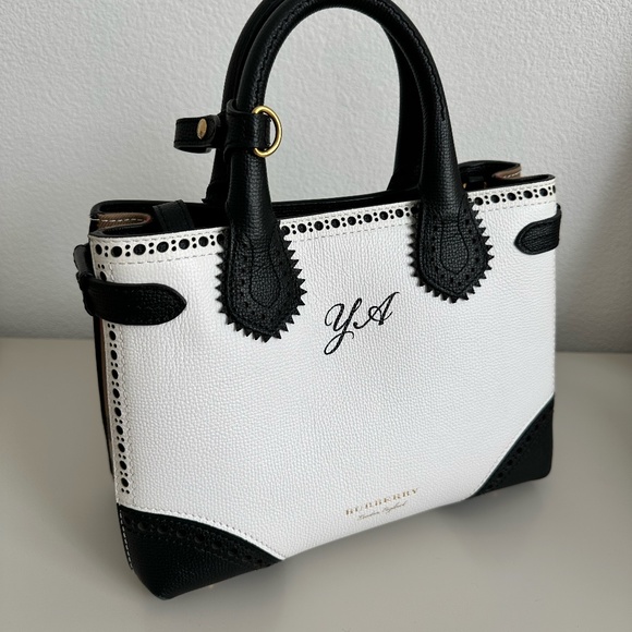 Burberry Small Banner Perforated Leather Tote - Picture 1 of 12